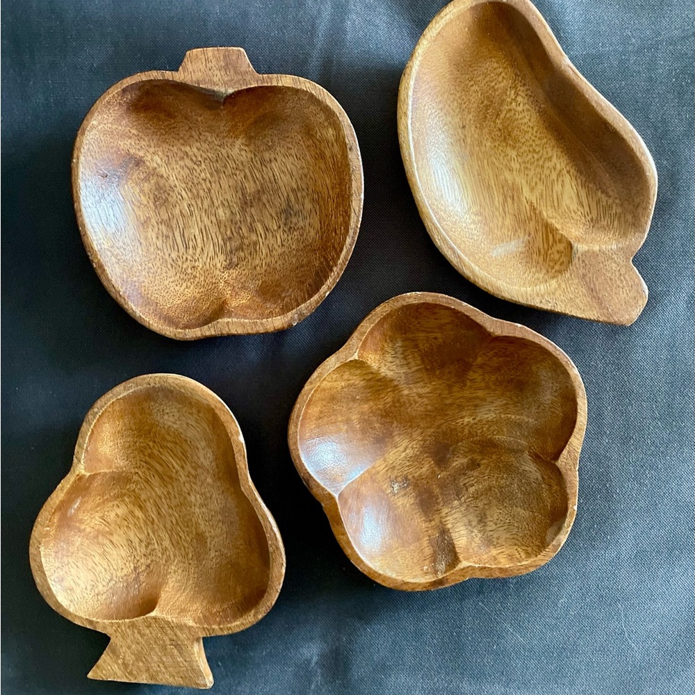 Set of Wooden Fruit-Shaped Bowls